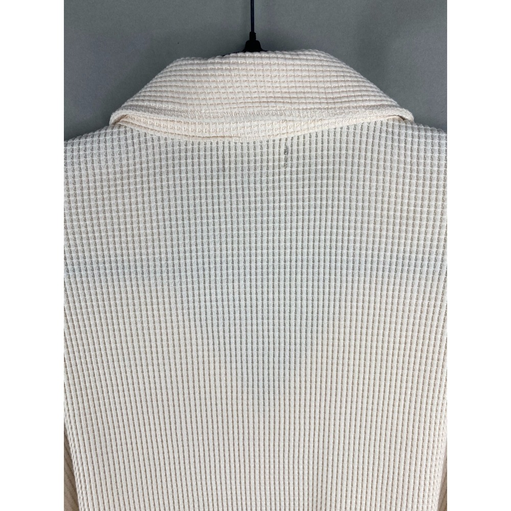 Falls Creek Women Shirt 2X Waffle Knit Button Down Cream Thermal Shacket Pockets - Picture 6 of 10